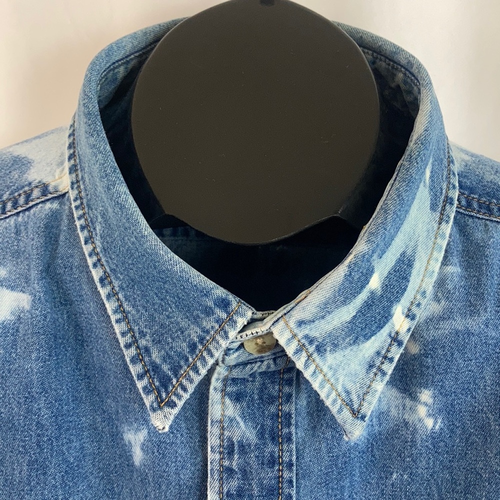 Custom Bleached Big Mac Denim Button Up Shirt XXL - Picture 4 of 14